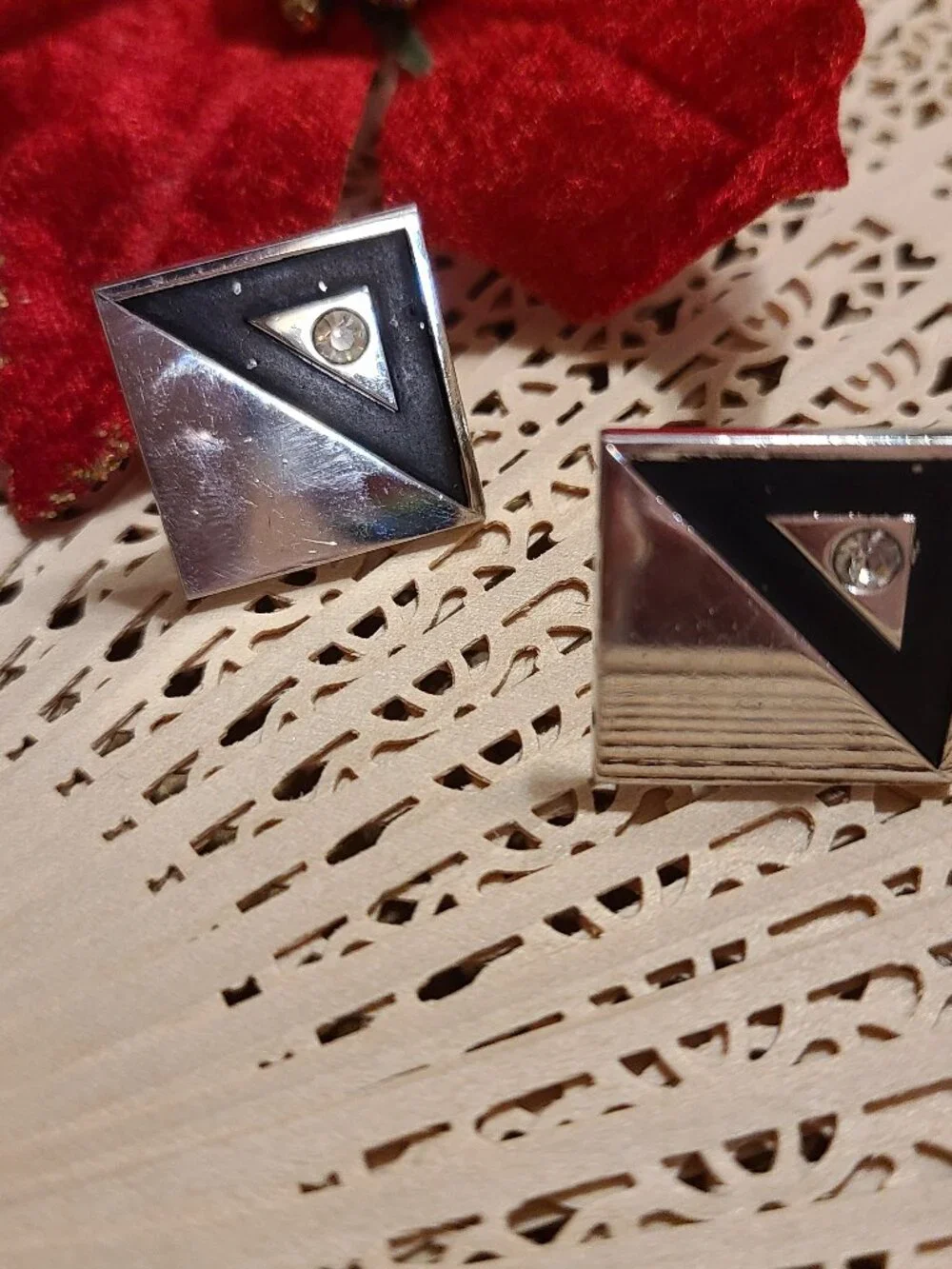 Cuff Links For Sale Silver Tone with black, Accepting offers on Mondays